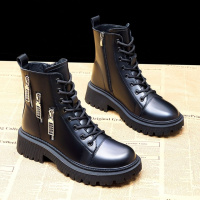 马丁靴女2021秋冬新款英伦风加绒保暖厚底粗跟时装靴潮衫伊格