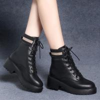 马丁靴女加绒中跟2021冬新款厚底单靴鞋子女粗跟英伦风短靴子衫伊格