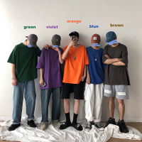 玳恩基础款圆领短袖T恤男生韩版宽松潮流情侣纯色上衣打底衫休闲半袖