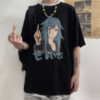 玳恩妈个鸡妈 韩国ins夏季高街二次元动漫印花圆领宽松短袖T恤男女潮