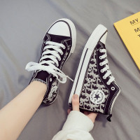 玳恩春季高帮帆布鞋女鞋韩版百搭ulzzang新款2021年春秋布鞋ins潮板鞋