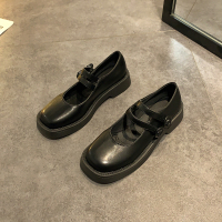 玳恩英伦风小皮鞋女2021年春季新款韩版百搭学生网红复古黑色粗跟单鞋