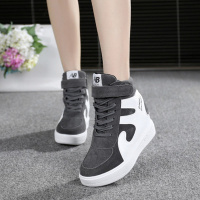 玳恩内增高2020春秋新款韩版高帮女鞋厚底坡跟运动旅游鞋学生松糕单鞋