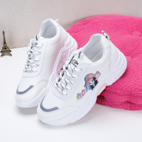 玳恩春季12女孩13初中学生大童软底透气波鞋休闲皮面跑步运动板鞋15岁