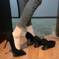 玳恩学生礼仪高跟鞋女细跟网红2020新款秋冬尖头黑色百搭职业猫跟鞋子