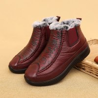 玳恩老北京布鞋女妈妈鞋防水獭兔毛中老年人防滑加厚奶奶鞋平底雪地靴