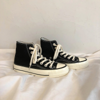 玳恩林先参 高帮帆布鞋女ulzzang复古港风港味百搭学生韩版ins潮鞋子