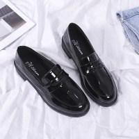 玳恩乐福鞋英伦风小皮鞋女工作鞋子2020新款百搭上班黑色平底职业单鞋