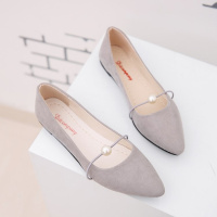 玳恩2017秋新娘单鞋女红白米色大码平跟尖头孕妇喜鞋伴娘礼服平底婚鞋