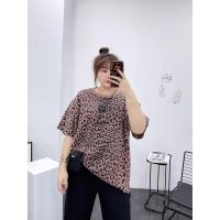 玳恩胖MM2021新款300斤半袖上衣韩版豹纹宽松大码女装240斤短袖T恤女