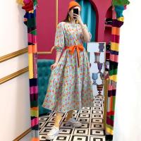 玳恩韩国chic法式小众春夏装气质宽松显瘦减龄小碎花系带长款连衣裙女