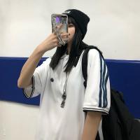 玳恩短袖2021年新款韩国ins经典三杆polo翻领宽松t恤男女学生上衣潮