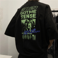 玳恩短袖2021年新款女ins美式街头字母印花t恤洗水做旧工艺宽松上衣潮