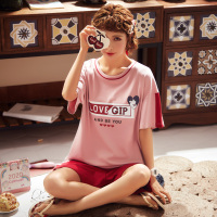 玳恩夏季2021年新款睡衣女短袖短裤纯棉夏装薄款女士宽松两件套家居服