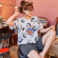 玳恩睡衣女夏短袖短裤可爱薄款甜美大码ins风宽松两件套女家居服套装