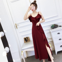 玳恩轻熟风行御姐范时尚名媛气质不规则开叉礼服长裙包臀大摆裙连衣裙