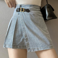 玳恩春夏新款小众网红设计感气质性感百搭修腰侧拉链牛仔裙裤短裤