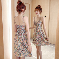 玳恩2021夏季新款吊带裙修身显瘦气质碎花连衣裙女雪纺小个子初恋裙子