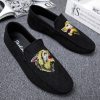 玳恩欧洲站豆豆男鞋春季韩版潮鞋懒人一脚蹬板鞋刺绣中国风网红潮流夏