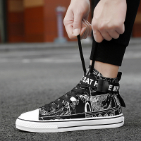 玳恩春季高帮鞋男帆布鞋海贼王涂鸦潮鞋韩版百搭休闲板鞋学生鞋子男鞋
