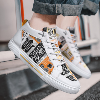 玳恩男鞋潮鞋春季帆布鞋男青少年初高中学生高帮板鞋韩版百搭高邦布鞋