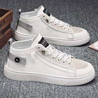 玳恩2021春季帆布鞋男生鞋子中帮小白鞋男潮流百搭潮鞋高帮飞行员板鞋