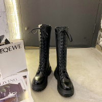 玳恩机车靴2021夏季薄款厚底马丁靴女不过膝长筒骑士靴鞋高筒小腿靴子