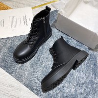 玳恩黑色马丁靴2021年新款女春秋单靴英伦风厚底增高短靴子女薄款