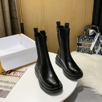 玳恩厚底骑士靴英伦风马丁靴瘦瘦烟筒靴中筒靴子女夏季薄款切尔西短靴