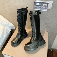 玳恩长筒靴女2021新款夏季薄款厚底瘦瘦长靴高筒不过膝小个子骑士靴子