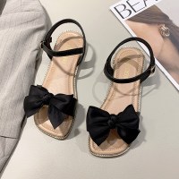 玳恩仙女风平底凉鞋女2022年新款时尚潮流网红蝴蝶结罗马沙滩鞋