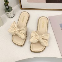 玳恩蝴蝶结拖鞋女外穿2022夏季新款森系仙女风可湿水甜美沙滩一字凉拖