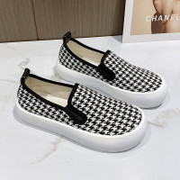 玳恩2022春新款厚底圆头帆布鞋大头松糕面包鞋百搭丑萌一脚蹬休闲鞋