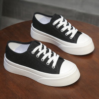 玳恩帆布鞋女2022春季新款ulzzang百搭学生厚底小白鞋复古休闲板鞋子