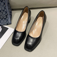 玳恩粗跟玛丽珍鞋女复古2022年新款春秋季赫本风高跟鞋设计感小众单鞋