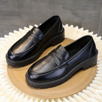 玳恩厚底小皮鞋女春秋英伦风2022年新款日系鞋子女一脚蹬单鞋乐福鞋女