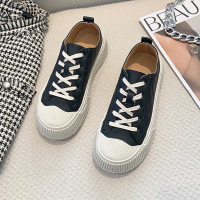 玳恩松糕单鞋女2022年春季新款法式温柔厚底运动休闲鞋圆头系带饼干鞋