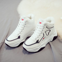 伊努特秋季高帮百搭学生女鞋加绒运动户外棉鞋百搭女士休闲鞋保暖增高防滑反光