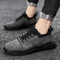 伊努特快手网红精神小伙男鞋潮鞋韩版潮流暗色运动休闲网红板鞋欧豪同款上班工作小黑鞋