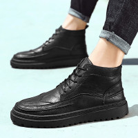 伊努特胡歌猎场同款秋季布洛克男鞋韩版潮流百搭男士休闲高帮皮鞋英伦青年中帮马丁靴