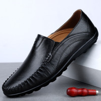 伊努特悍卡 皮鞋男秋季新款男士休闲鞋软底真皮豆豆鞋潮流男鞋时尚驾车鞋