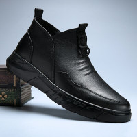 伊努特男士皮鞋2020秋冬新款高帮休闲鞋男头层牛皮男士中高帮鞋男鞋子男