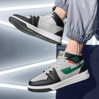 伊努特男鞋2021春季韩版休闲鞋男士时尚高帮鞋男百搭厚底增高板鞋男学生潮流户外运动鞋男