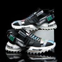 伊努特[欧洲限量][轻奢名品]2020秋冬新款老爹飞织高帮鞋网红运动休闲男鞋百搭时尚透气潮鞋男