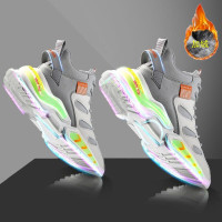 伊努特[加绒可选][欧洲限量]足殿男鞋反光底透气运动棉鞋男士休闲厚底增高时尚潮流百搭加厚鞋子