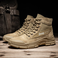 伊努特墨季 秋季中帮韩版潮流男鞋百搭休闲高帮帆布马丁鞋男士户外工装男靴子