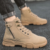 伊努特墨季 男士高帮鞋潮流百搭透气真皮马丁靴子英伦风中帮工装沙漠秋季