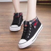 伊努特帆布鞋女学生韩版春秋高帮牛仔布鞋平底休闲运动球鞋可爱少女板鞋