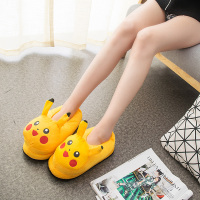 伊努特情侣冬全包跟棉鞋厚底皮卡丘龙猫卡通棉拖鞋女可爱家居毛毛鞋
