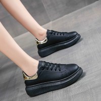 伊努特全黑色运动鞋女平底板鞋厨房防水休闲劳保工作鞋潮流大码女鞋